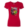 thumbnail image 2 of Wild Bobby, Cute Colorful Rainbow Cat Animal Lover Womens Slim Fit Junior Tee, Red, Small, 2 of 3