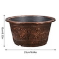 thumbnail image 6 of mdesiwst Flower Pot Thickened Resin Decorative Planter with Drainage Holes Large Capacity Bronze Embossed Outdoor Garden Flower Pot, 6 of 8