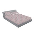 thumbnail image 2 of Floral Fitted Sheet & Pillow Sham Set, Roses for Valentine Love Team Holiday Celebration Botanical Artwork on Hue Back, Decorative Printed 3 Piece Bedding Decor, Queen, Dimgray Blush, by Ambesonne, 2 of 2