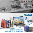 thumbnail image 4 of 5 Sections Desk File Holder/Rack/Sorter,Mesh File Organizer,File Folder Organizer,Metal Upright Desktop Organization for Documents,Magazine,Kitchenware,Antiskid,Antirust,Sturdy,1 Pack, 4 of 4