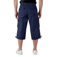 thumbnail image 5 of Dwelliawo Mens 3/4 Long Cargo Shorts Loose Fit Elastic Work Capri Shorts Below Knee Casual with Multi Pockets Navy 3xL, 5 of 5