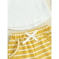thumbnail image 6 of Infant Boys Summer Outfits Stripe Hooded Short Sleeve Tops Elastic Waist Shorts Set, 6 of 8