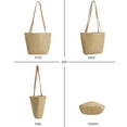 thumbnail image 4 of Gustave Straw Beach Tote Bag for Women Woven Bucket Purse Handbag Shoulder Bags for Summer Travel Vacation - Khaki, 4 of 10