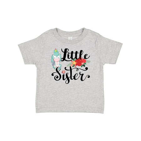 

Inktastic Floral Unicorn Little Sister Gift Toddler Toddler Girl T-Shirt
