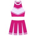 thumbnail image 3 of vastwit Womens Cheer Leader Costume Uniform Cheerleading Crop Top with Pleated Mini Skirt Sets Hot Pink S, 3 of 5