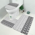 thumbnail image 2 of Black Geometric Diamond Striped Pattern Bathroom Rugs Sets 3 Piece,Toilet Cover Set,Absorbent Non Slip Bathroom Mats Sets with U-Shaped Contour Rug Toilet Rug Set, 2 of 5