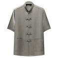 thumbnail image 3 of Yaoyar Mens Casual Tops Fashionable Summer Short Sleeve Solid Color Stand Collar Casual Tops Short Sleeve Shirt Casual Summer Lightweight Breathable Shirt, 3 of 3