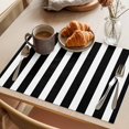 thumbnail image 3 of Black Striped Placemats Set of 4, Modern Farmhouse Black and White Stripes Washable Wipeable Table Mats for Dining Tables, Indoor Outdoor Kitchen Place Mats for Holiday Party Table Decor, 3 of 9