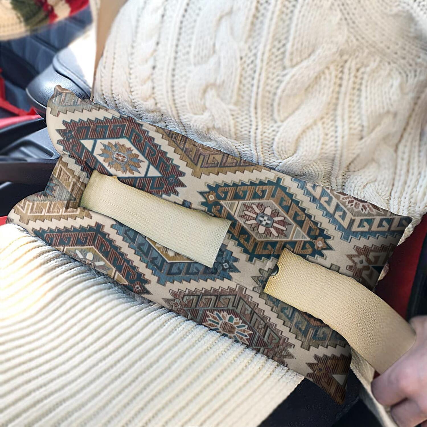 Recovery Seat Belt Pillow Post-Mastectomy & Heart Surgery Support (Rustic Folk)