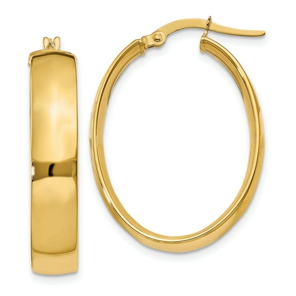 14k 5.75mm Polished Oval Hoop Earrings