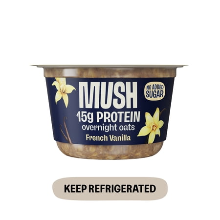 MUSH Overnight Oats French Vanilla, 15g Protein, 5.5 oz Cup (Refrigerated)
