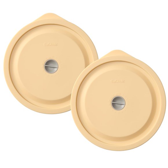 Tapas De Repuesto Para Pyrex 7402-Pc, 7 Tazas, Tapa Redonda De Silicona Para Almacenamiento, Tapa Para Cuenco De Vidrio Anchor Hocking, Paquete De 2 Con Marca De Fecha, Color Beige