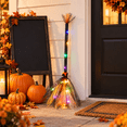 thumbnail image 2 of Orange LED Witch Broom Costume Prop with Multicolor Lights and Spiderweb Mesh for Halloween Dress Up, 2 of 7