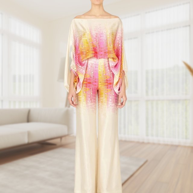 Traje De Viaje De Satén Conjuntos de 2 piezas para damas Trajes de manga larga con estampado de primavera Traje diario (Rosa XL) Cgtredaw para Mujer Rosa T XXL