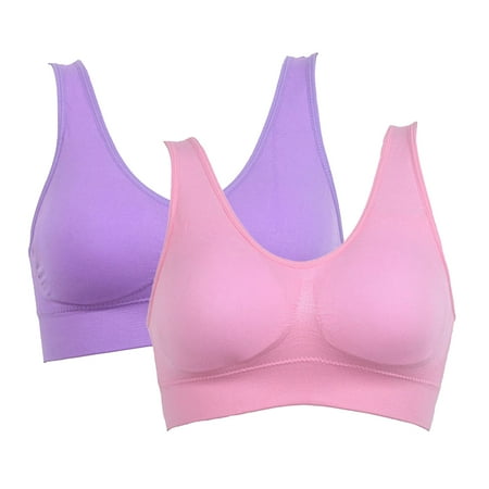 

Wuffmeow Women s 2-Pack Light-Support Seamless Sports Bras Size 2ZL