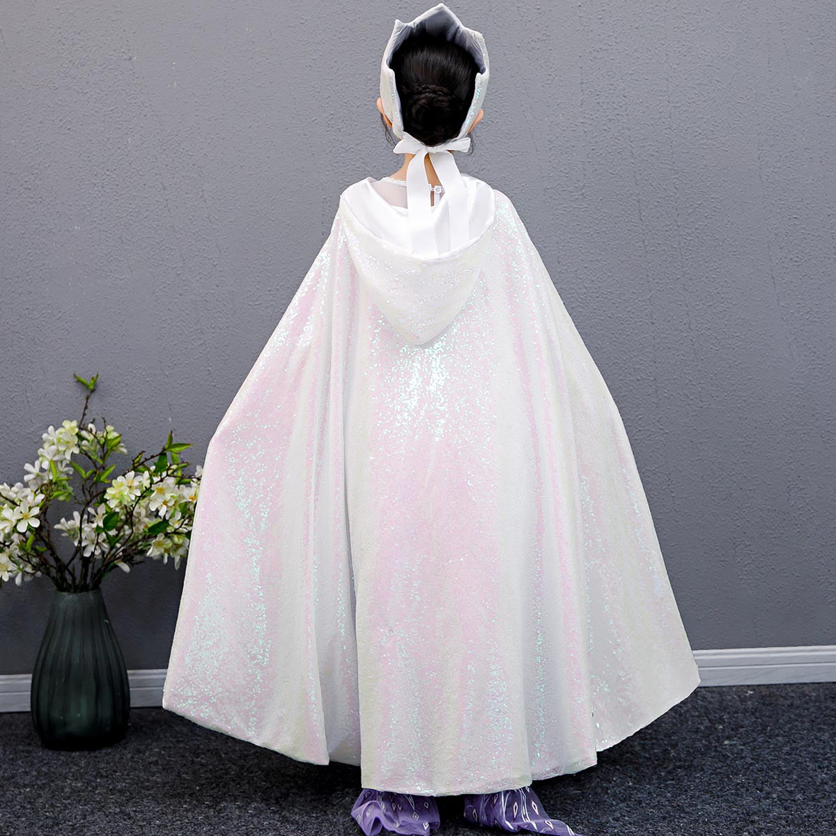Multifit Princess Capes Colorful Sequins Cloak for Girls-Halloween Birthday Party Costumes Dress up