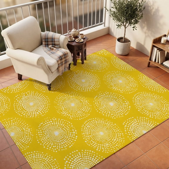 Area Rugs 5'x7', Yellow Flowers Carpet Runner Indoor Outdoor Rugs Home Decor Aesthetic, Rustic Country Botanical Floral Dots Non Slip Mats Washable Accent Rug for Living Room Bedroom