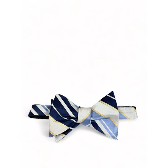 Blue, Navy and White Silk Bow Tie