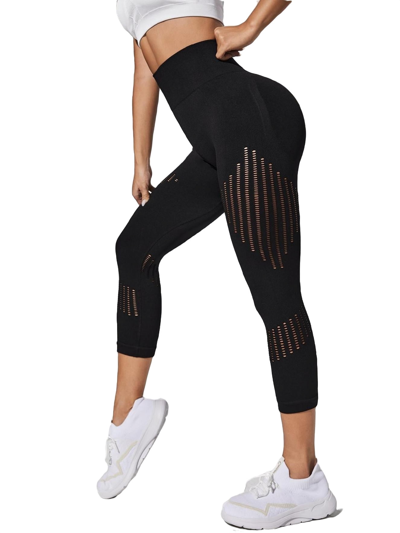 Black Cropped Sports Leggings