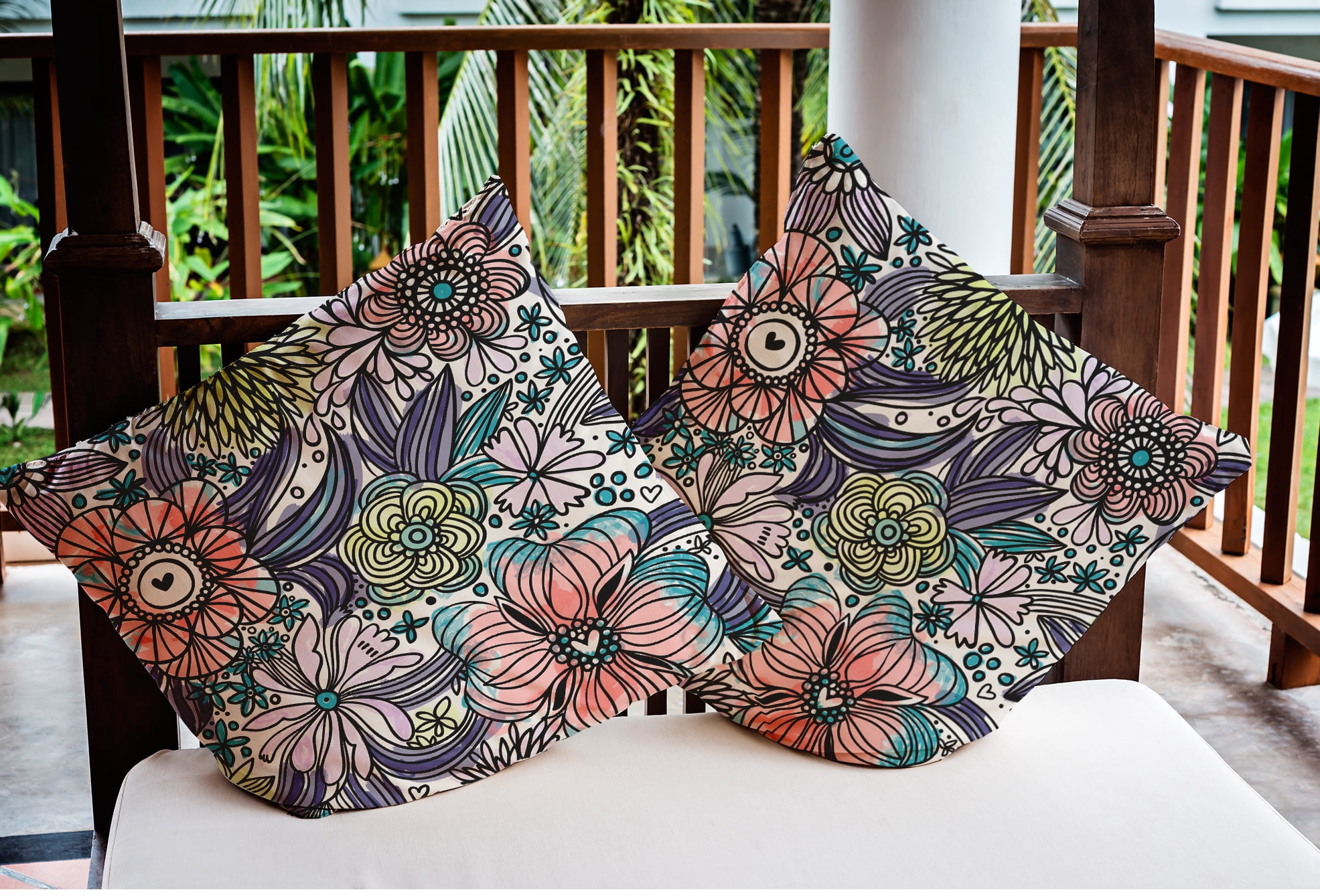 Simply Daisy 20 in x 20 in Modern and Contemporary Blue Floral Polyester Throw Pillow