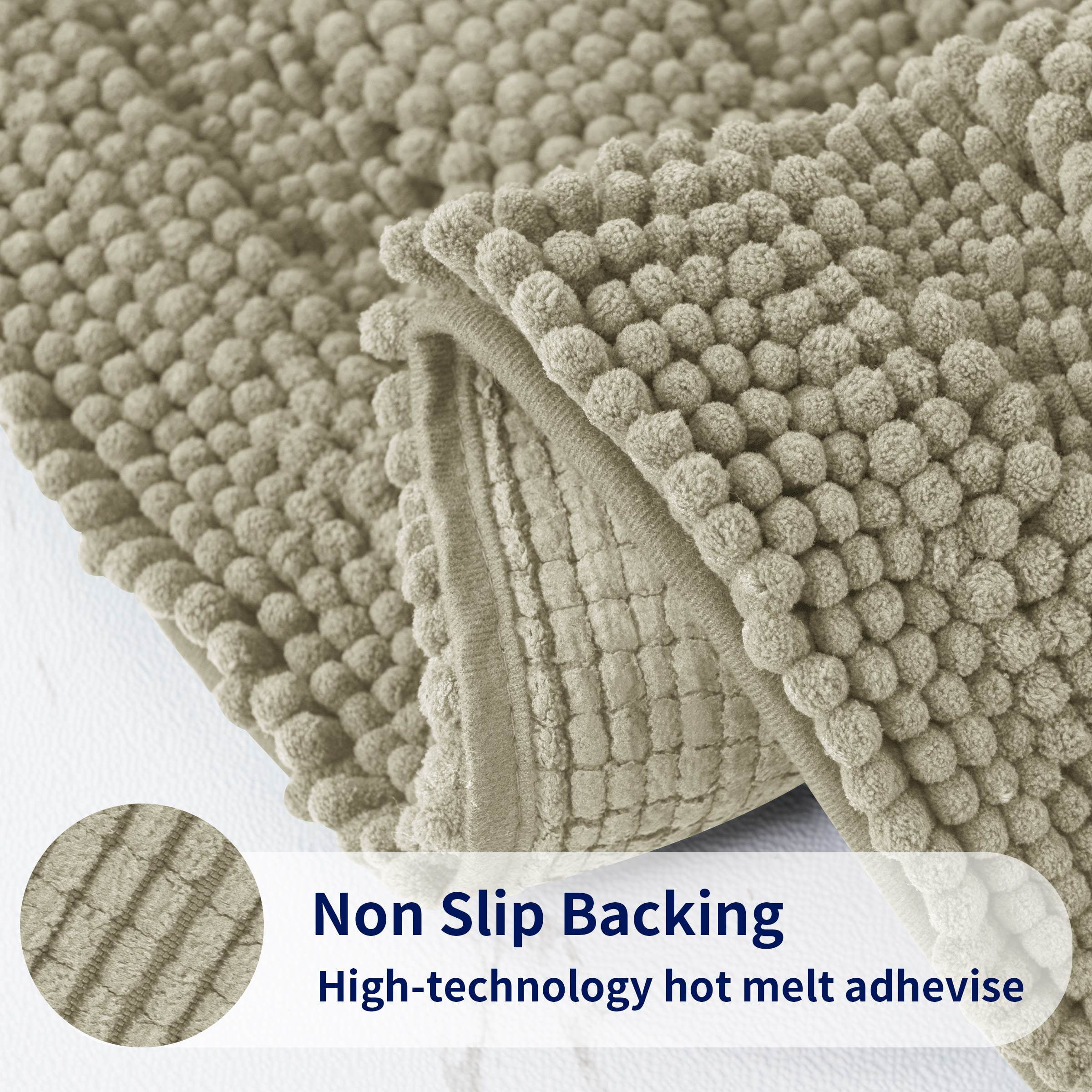 Subrtex Bathroom Rugs Non-Slip Chenille Soft Striped Plush Bath Mat (Taupe Brown, 20"x32")