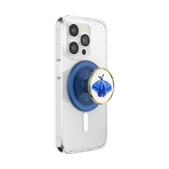 PopSockets Phone Grip for MagSafe, Magnetic Holder, Phone Stand, Blue - Enamel Gossamer