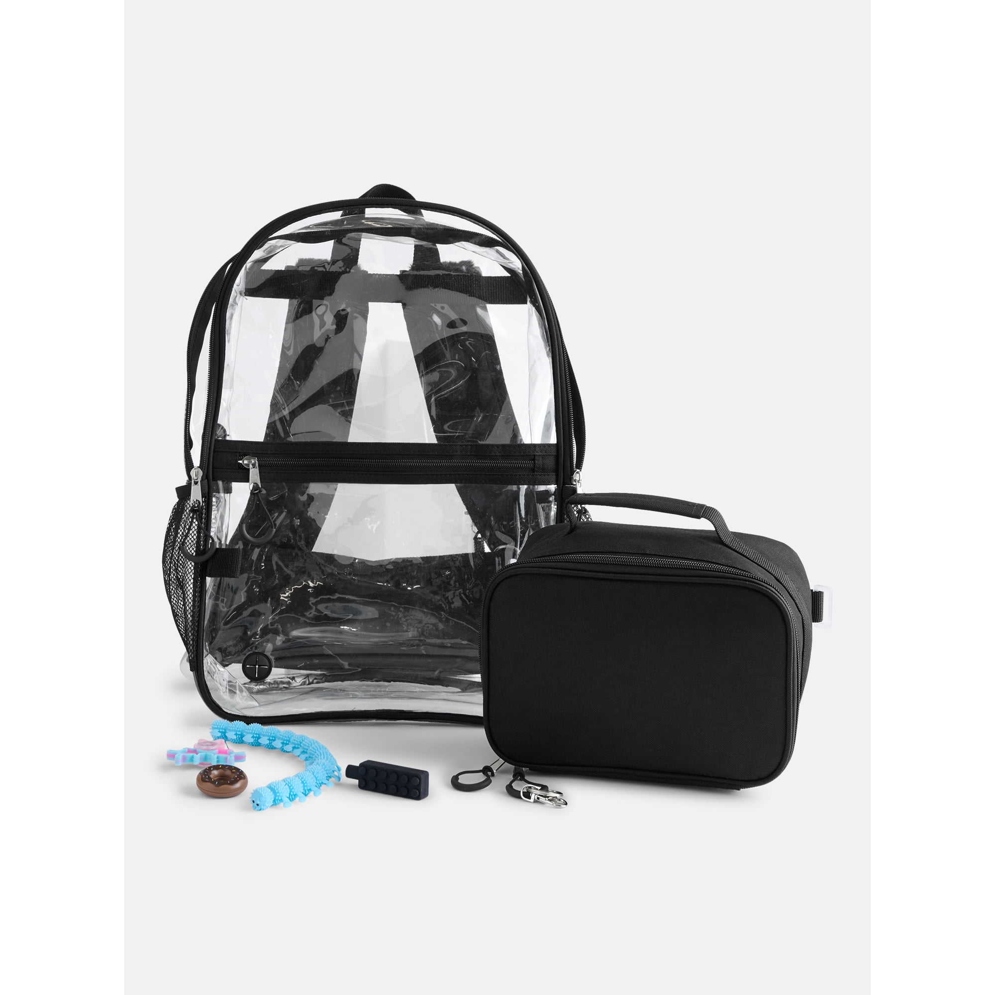 Wonder Nation Kids' Clear 17" Sensory Backpack and Lunch Tote Set, 2-Piece, Black
