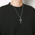 thumbnail image 3 of HZMAN Men's Stainless Steel Jesus Christ Crucifix Cross Lord's Prayer Pendant Necklace (Black), 3 of 8