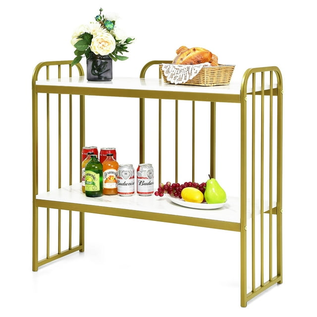 Costway Console 2 Niveaux Table de Buffet Moderne Servant Étagère de Rangement pour Entrée