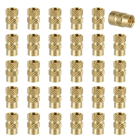 30-Pack M2 Brass Knurled Insert Nuts - 3x3.2mm Female Thread Embedment Nuts For Injection Molding