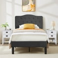 thumbnail image 1 of VECELO 3-Piece Bedroom Sets with Twin Upholstered Bed Frame and 2 White Nightstands, 1 of 9