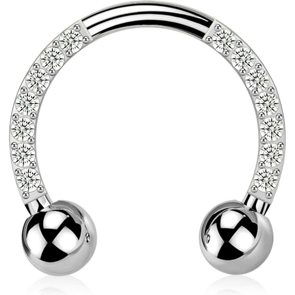 Titanium Septum Rings G23 Septum Jewelry Nose Rings Hoop 16G Clear CZ Horseshoe Daith Earrings Helix Earrings Tragus Piercing Jewelry Body Piercing Jewelry Women Men