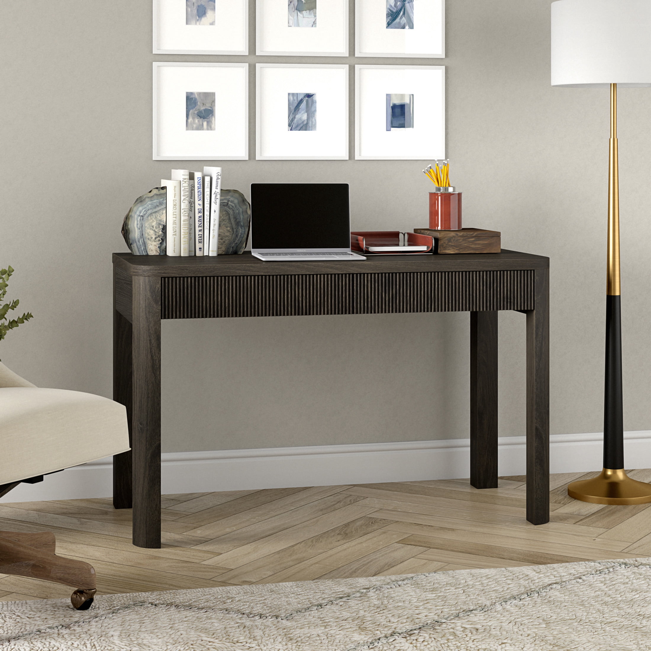 Evelyn&Zoe Modern/Contemporary 48" Wide Alder Brown Home Office