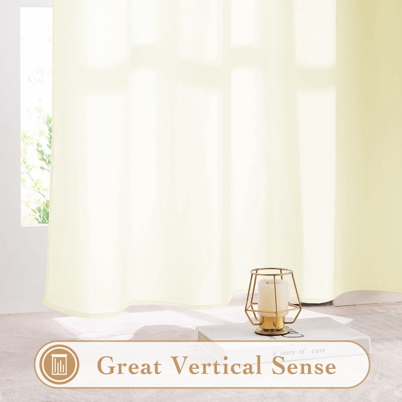 NICETOWN Sheer Privacy Curtains for Bedroom, Beige Back Tab Sheer Curtains Light Filtering Non-See-Through Sheer Curtains, 52"x90", 2 Panels