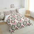 thumbnail image 3 of jejeloiu Southwestern Aztec Geometric Queen Comforter Set,Boho Exotic Style Bedding Sets,White Green Red Bedding Comforter Set For Men Women,Super Cozy Room Decor Reversible,3pcs, 3 of 8
