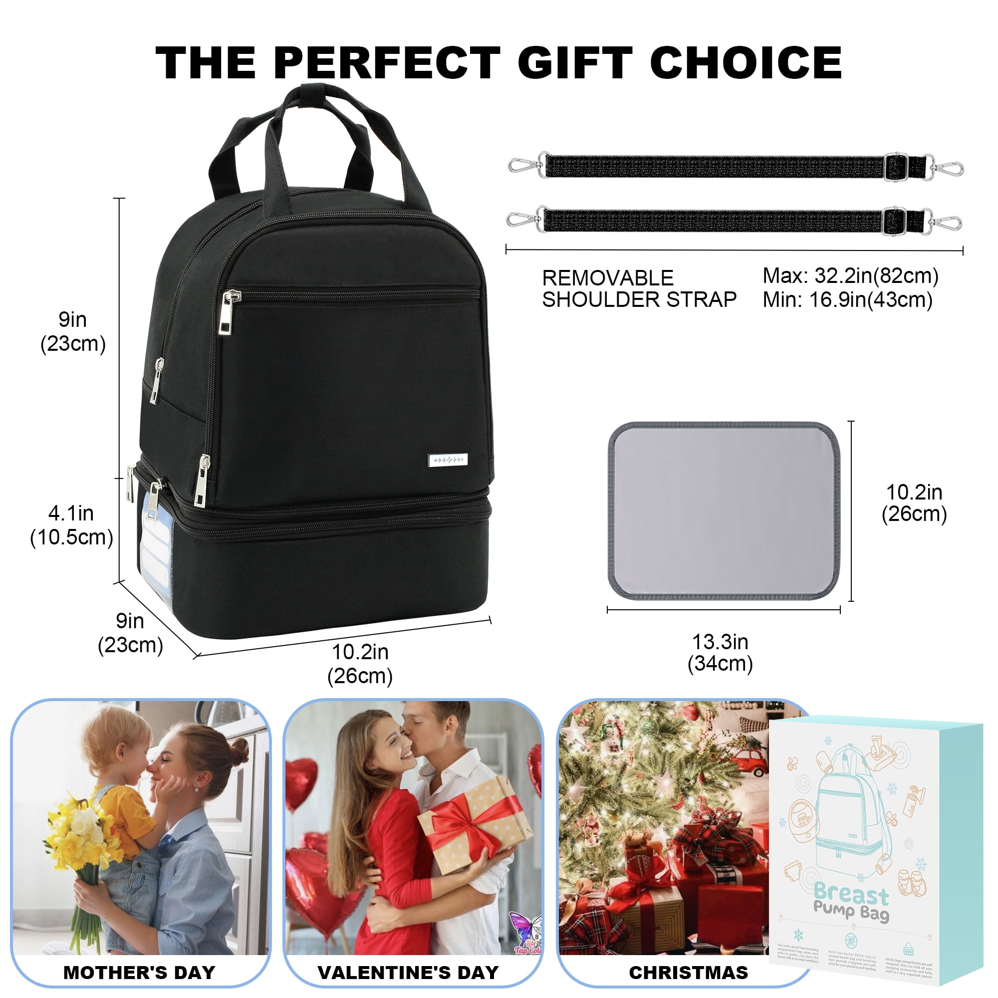 Breast Pump Bag, Spectra Pump Backpack with Pockets for Working Mom, Compatible with Spectra S1, S2, Black