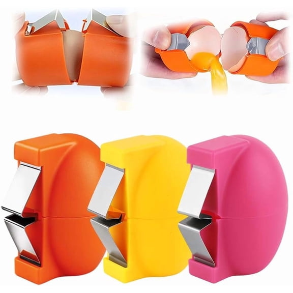 3Pcs Egg Shell Opener, 2026 New Handheld Egg Shell Opener, Eggs Separator Tools for Raw and Hard Boiled Eggs Peeler Shell Remover, Stainless Steel Eggshell Breaker Eggs Shell Cutter
