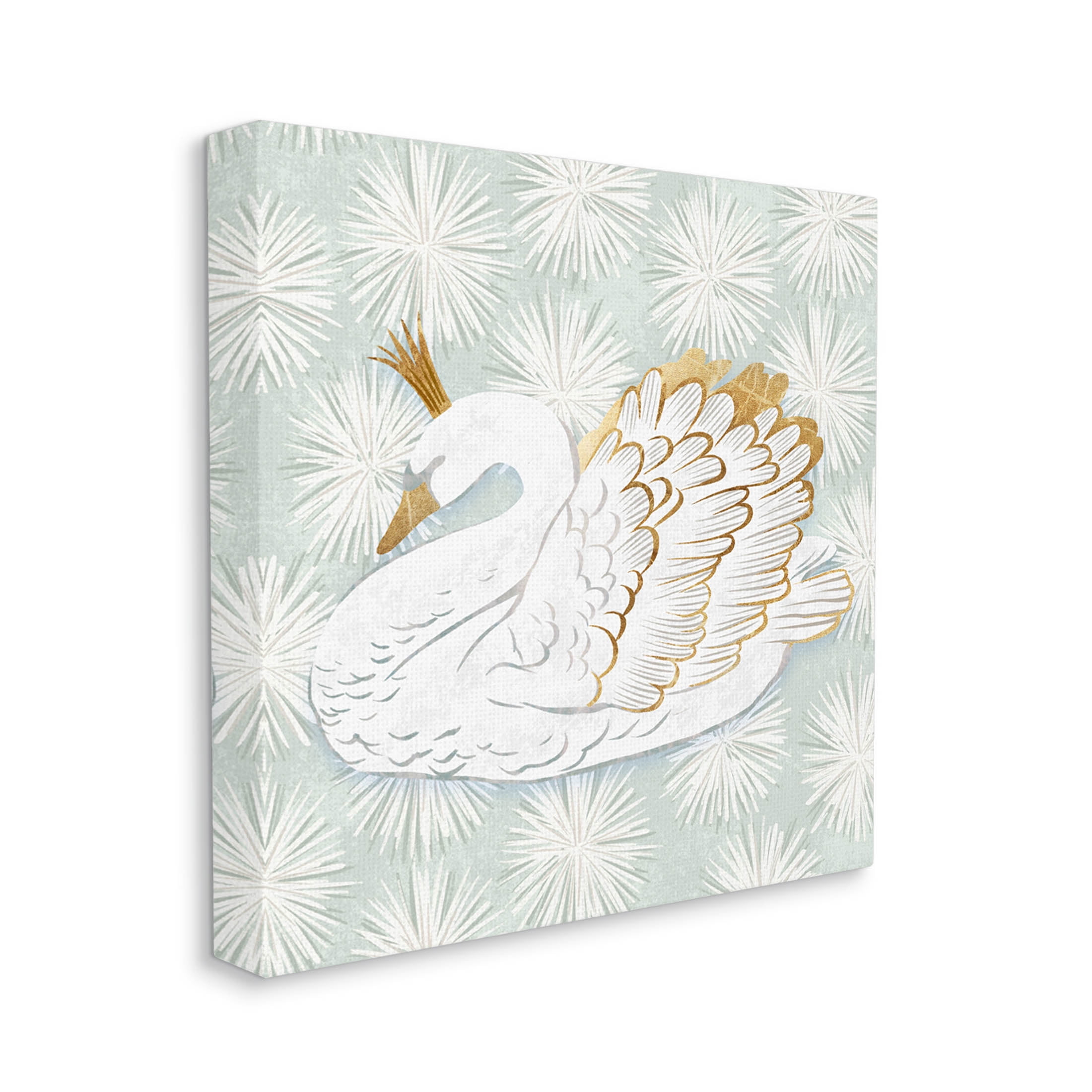 Winter Holiday Swan Pattern Holiday Graphic Art Gallery Wrapped Canvas Print Wall Art