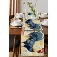 thumbnail image 2 of Navy Blue Rooster Burlap Cotton Table Runner 13x90 Inches Long, Vintage Watercolor Animals Farmhouse Table Runners, Outdoor Dining Tablecloths Decor for Baby Shower/Party/Wedding, 2 of 6