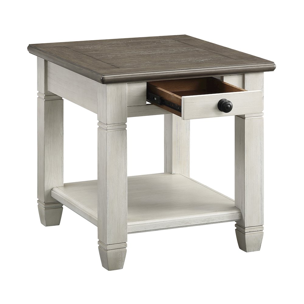Lexicon Granby Wood 1 Drawer End Table in Antique White
