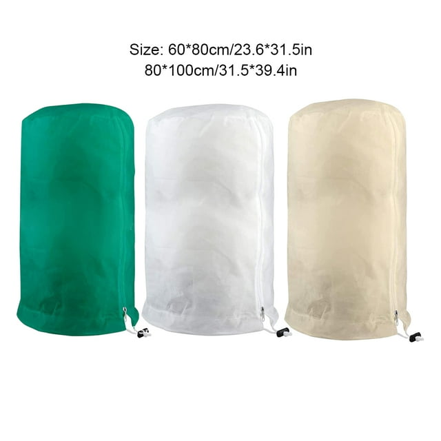Becaristey Insulate Plants Winter Protection For Potted Plants Adjustable Jute Bag For Plants Winter Protection Green 60*80cm