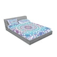 thumbnail image 2 of Ambesonne Mandala Fitted Sheet & Pillow Sham Set, Floral Medallion Design, Queen, Turquoise Purple, 2 of 2