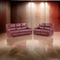 thumbnail image 6 of Mila 2pc Manual Recliner Sofa and Loveseat Set- Red Faux Leather- Wood, 6 of 6