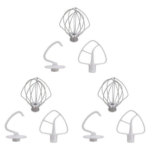 3X K45DH Dough Hook K45B Coated Flat Beater K45WW Wire Whip Fit for Stand Mixer with 4.5Qt 5 Qt Bowl for Kitchen Aid