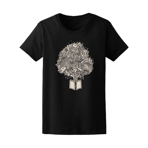 Book Fantasy & Knowledge Sketch T-Shirt Women -Image by Shutterstock, Female Large