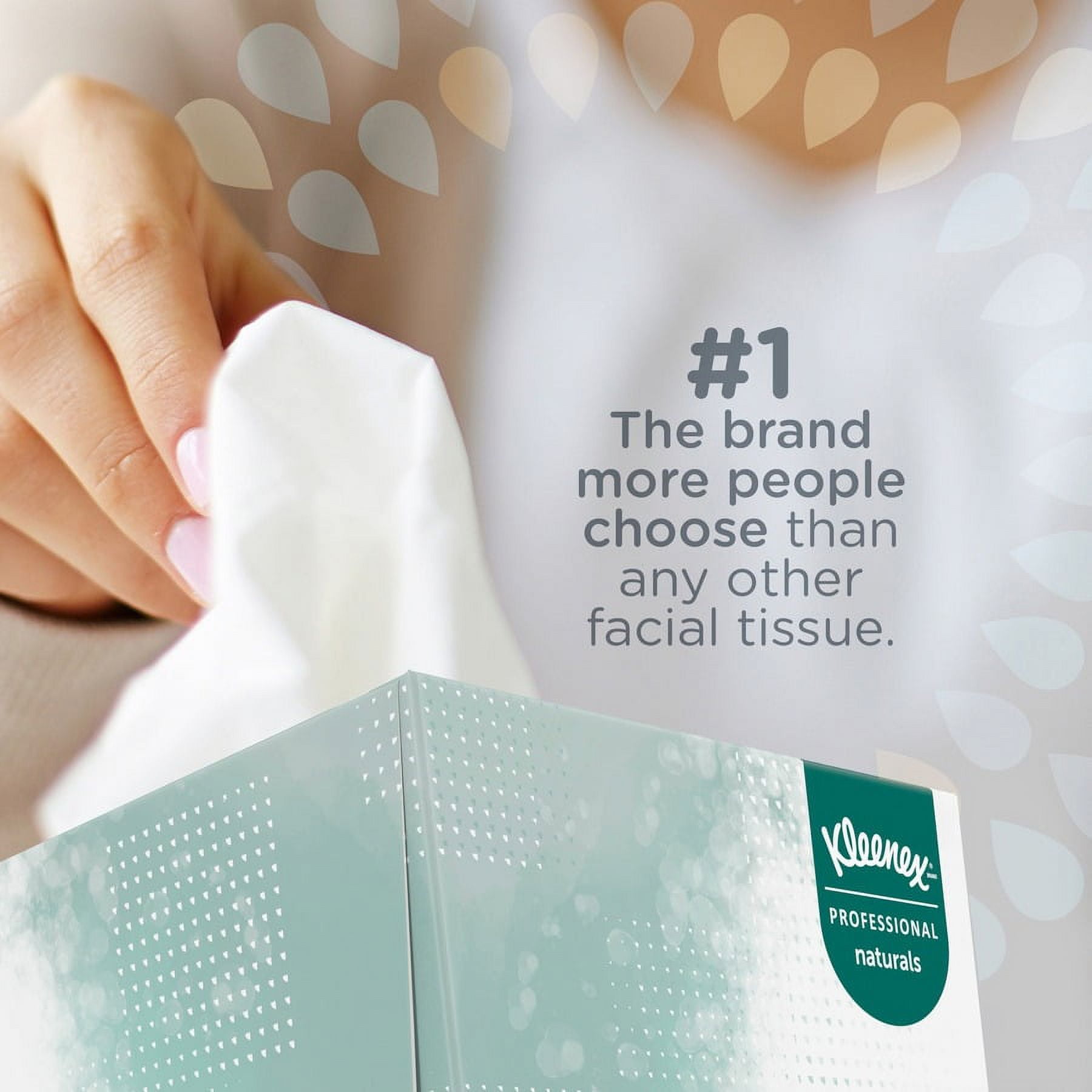Kleenex Naturals Facial Tissue - 8" X 8.40" - White - Virgin Fiber, Fiber - Soft - For Restroom - 95 Per Box - 36 / Carton