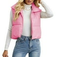 thumbnail image 2 of Womens Cropped Puffer Vest Sleeveless Winter down Waistcoat Outerwear Short Warm Lightweight Gilet Jacket, 2 of 6