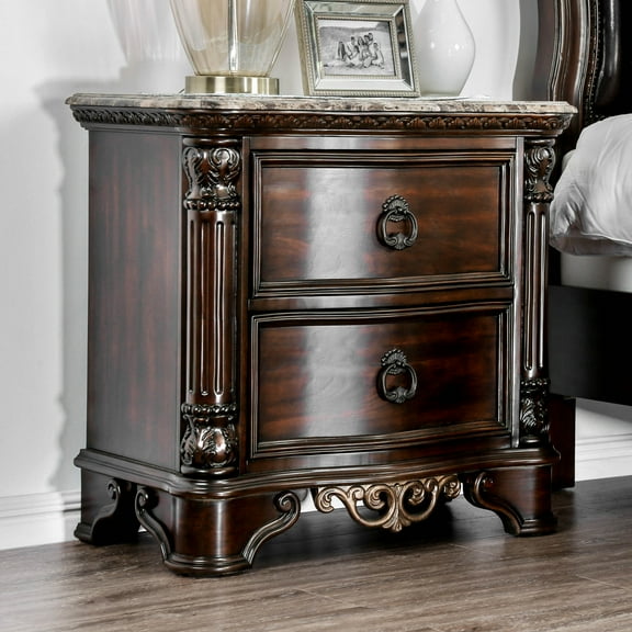 Furniture of America Davidson Nightstand with 2-Drawer, Brown Cherry