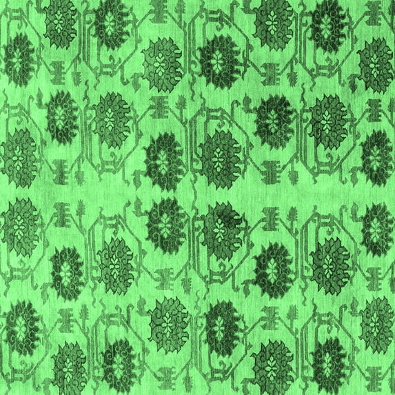 Ahgly Company Indoor Square Abstract Emerald Green Modern Area Rugs, 8' Square