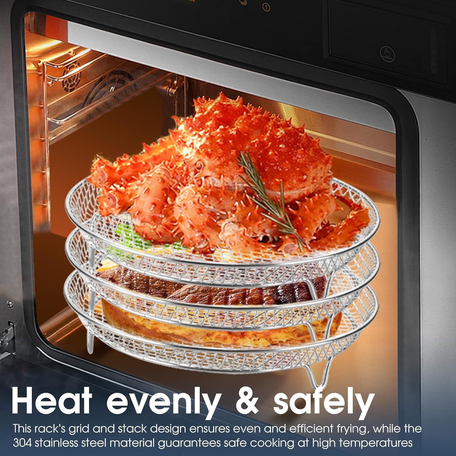 GoXteam Round Air Fryer Rack Set of 3, Stackable Multi-Layer Stainless Steel Dehydrator Rack, 7.8in Round Air Fryer Accessories for Cosori, Instant Vortex, Nuwave Air Fryer